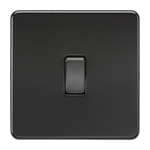 Knightsbridge SF2000MBB Screwless 10AX 1G 2-Way Switch - Matt Black + Black Rocker - westbasedirect.com