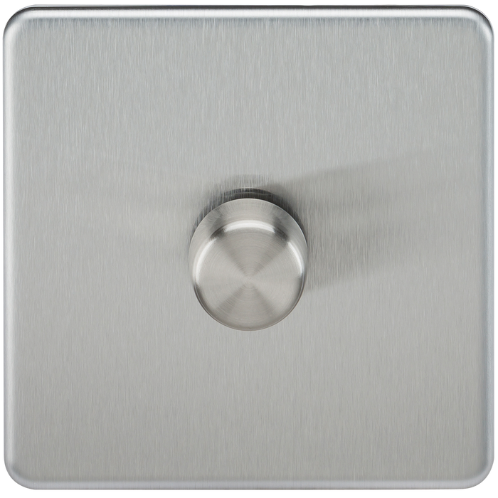 Knightsbridge SF2181BC Screwless 1G 2-Way 10-200W (5-150W LED) Trailing Edge Dimmer - Brushed Chrome - westbasedirect.com