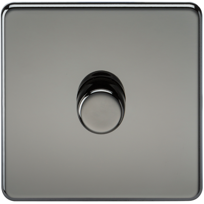 Knightsbridge SF2181BN Screwless 1G 2-Way 10-200W (5-150W LED) Trailing Edge Dimmer - Black Nickel - westbasedirect.com