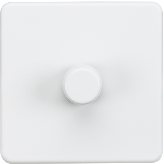 Knightsbridge SF2181MW Screwless 1G 2-Way 10-200W (5-150W LED) Trailing Edge Dimmer - Matt White - westbasedirect.com
