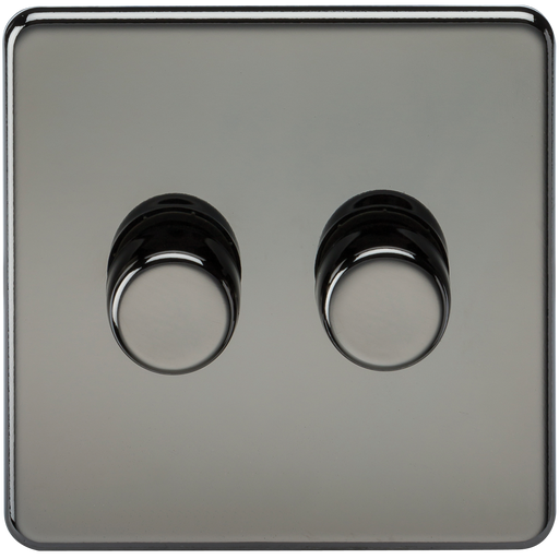 Knightsbridge SF2182BN Screwless 2G 2-Way 10-200W (5-150W LED) Trailing Edge Dimmer - Black Nickel - westbasedirect.com