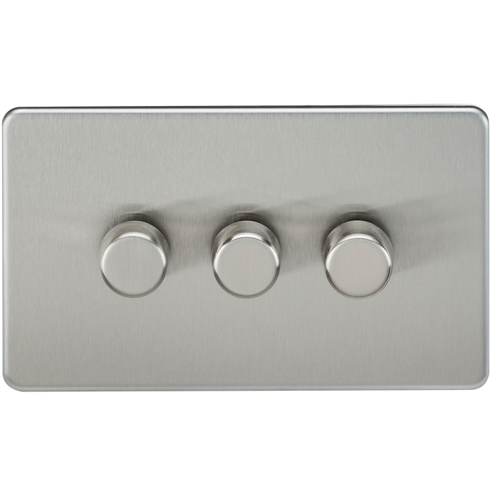 Knightsbridge SF2183BC Screwless 3G 2-Way 10-200W (5-150W LED) Trailing Edge Dimmer - Brushed Chrome - westbasedirect.com