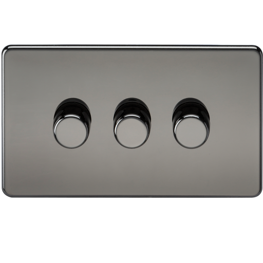 Knightsbridge SF2183BN Screwless 3G 2-Way 10-200W (5-150W LED) Trailing Edge Dimmer - Black Nickel - westbasedirect.com