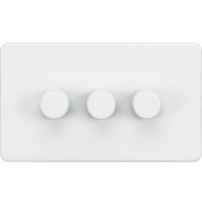 Knightsbridge SF2183MW Screwless 3G 2-Way 10-200W (5-150W LED) Trailing Edge Dimmer - Matt White - westbasedirect.com