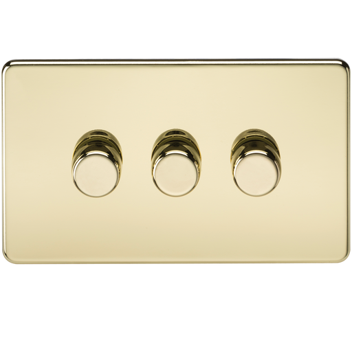Knightsbridge SF2183PB Screwless 3G 2-Way 10-200W Trailing Edge Dimmer - Polished Brass - westbasedirect.com