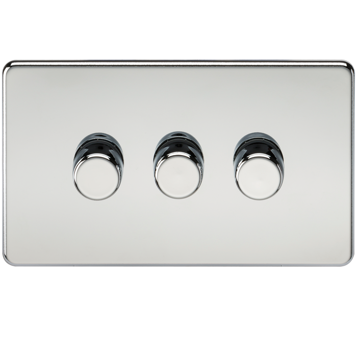 Knightsbridge SF2183PC Screwless 3G 2-Way 10-200W (5-150W LED) Trailing Edge Dimmer - Polished Chrome - westbasedirect.com