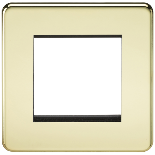 Knightsbridge SF2GPB Screwless 2G Modular Faceplate - Polished Brass - westbasedirect.com