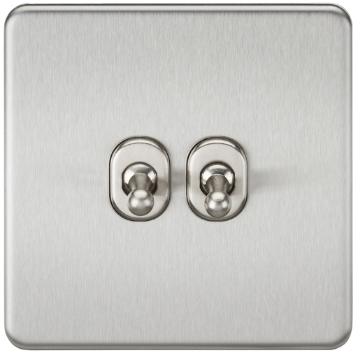 Knightsbridge SF2TOGBC Screwless 10AX 2G 2-Way Toggle Switch - Brushed Chrome - westbasedirect.com