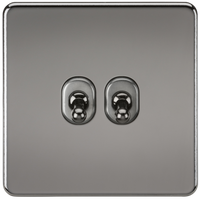 Knightsbridge SF2TOGBN Screwless 10AX 2G 2-Way Toggle Switch - Black Nickel