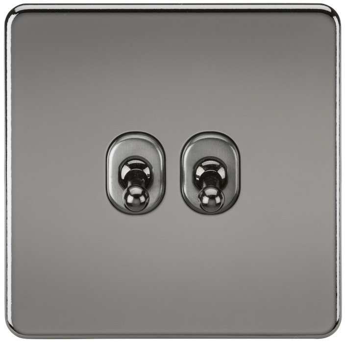 Knightsbridge SF2TOGBN Screwless 10AX 2G 2-Way Toggle Switch - Black Nickel - westbasedirect.com
