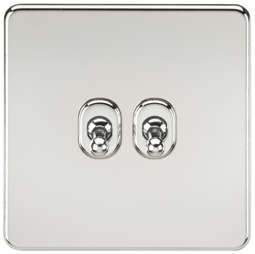 Knightsbridge SF2TOGPC Screwless 10AX 2G 2-Way Toggle Switch - Polished Chrome - westbasedirect.com