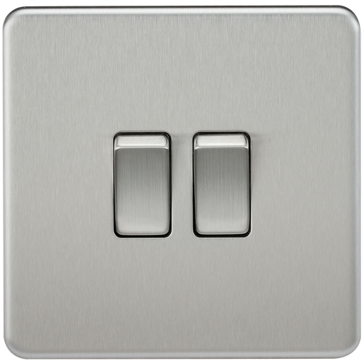 Knightsbridge SF3000BC Screwless 10AX 2G 2-Way Switch - Brushed Chrome - westbasedirect.com