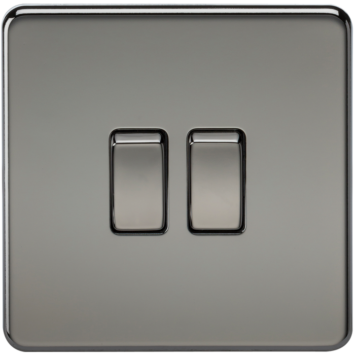 Knightsbridge SF3000BN Screwless 10AX 2G 2-Way Switch - Black Nickel - westbasedirect.com