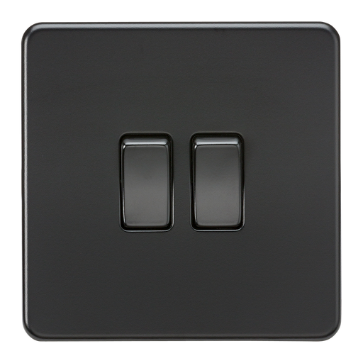 Knightsbridge SF3000MBB Screwless 10AX 2G 2-Way Switch - Matt Black + Black Rockers - westbasedirect.com
