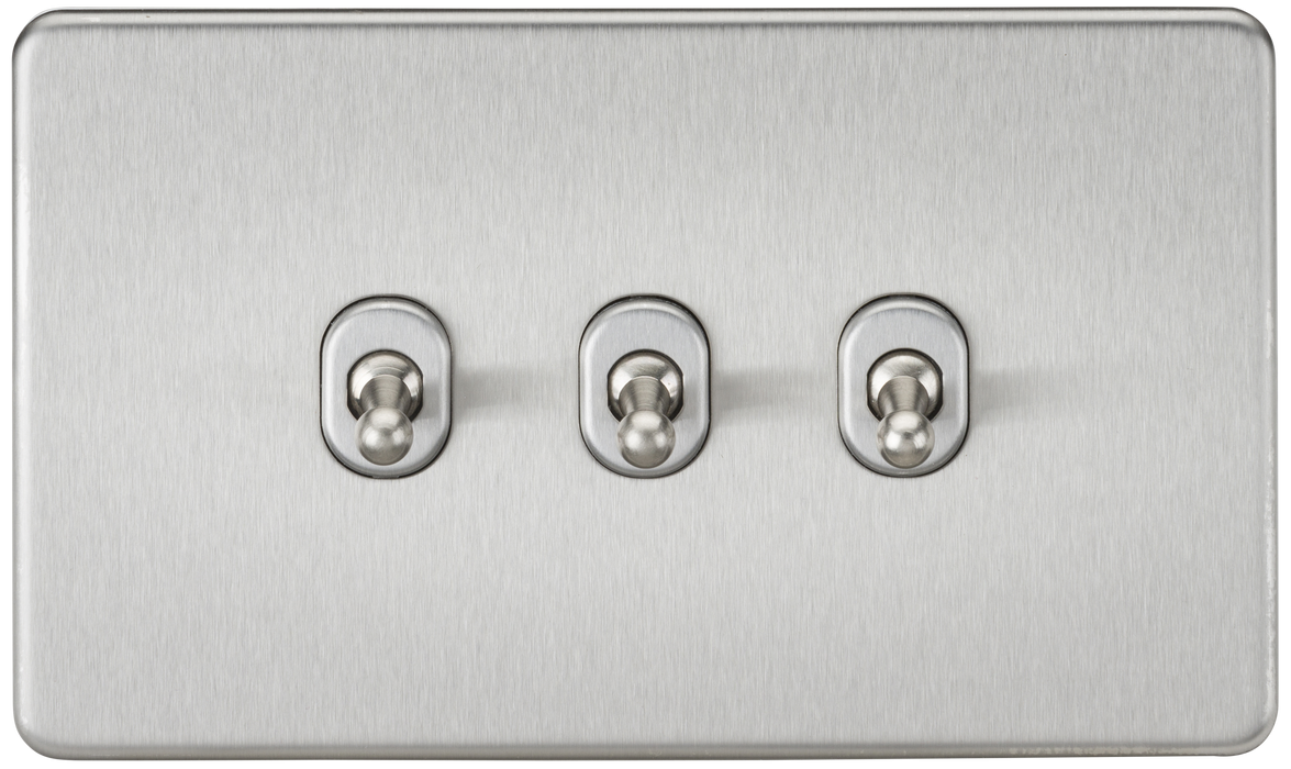 Knightsbridge SF3TOGBC Screwless 10AX 3G 2-Way Toggle Switch - Brushed Chrome - westbasedirect.com