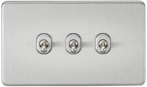 Knightsbridge SF3TOGBC Screwless 10AX 3G 2-Way Toggle Switch - Brushed Chrome - westbasedirect.com