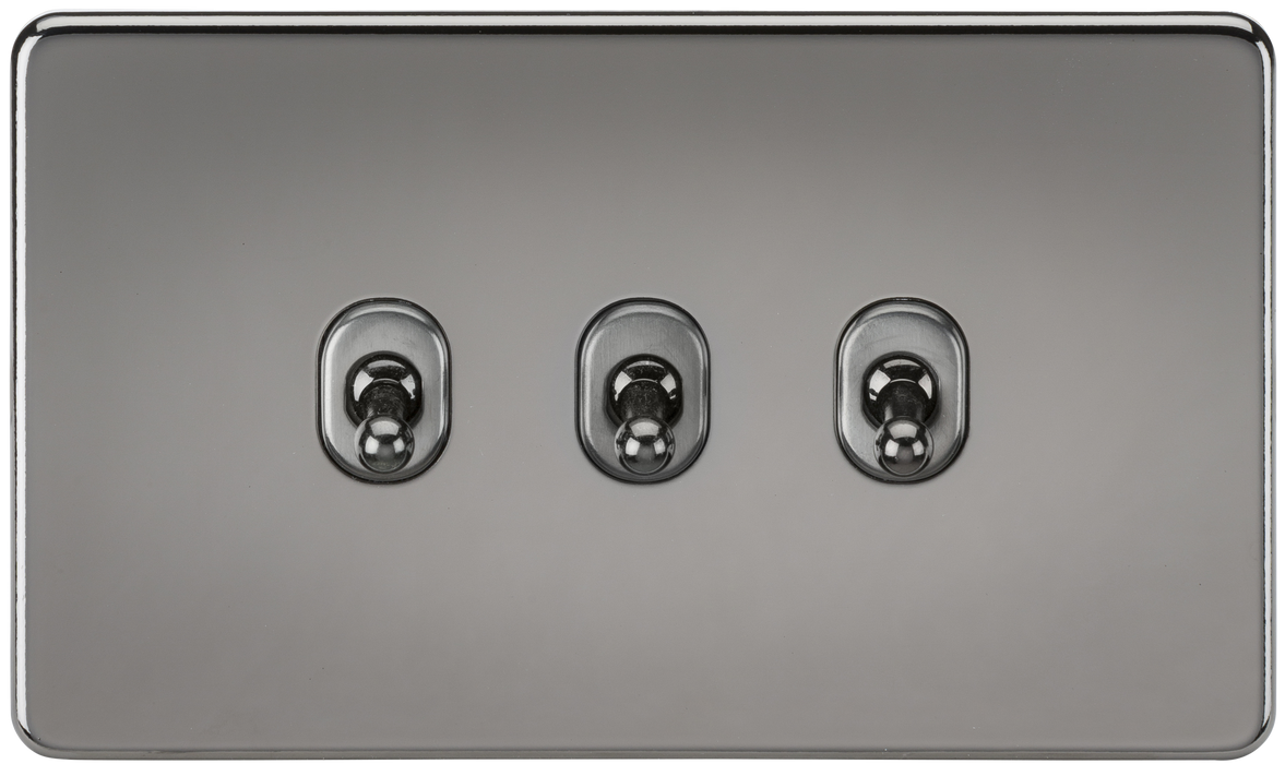 Knightsbridge SF3TOGBN Screwless 10AX 3G 2-Way Toggle Switch - Black Nickel - westbasedirect.com
