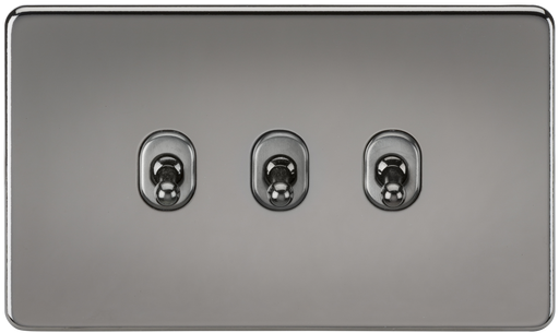 Knightsbridge SF3TOGBN Screwless 10AX 3G 2-Way Toggle Switch - Black Nickel - westbasedirect.com