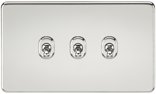 Knightsbridge SF3TOGPC Screwless 10AX 3G 2-Way Toggle Switch - Polished Chrome - westbasedirect.com
