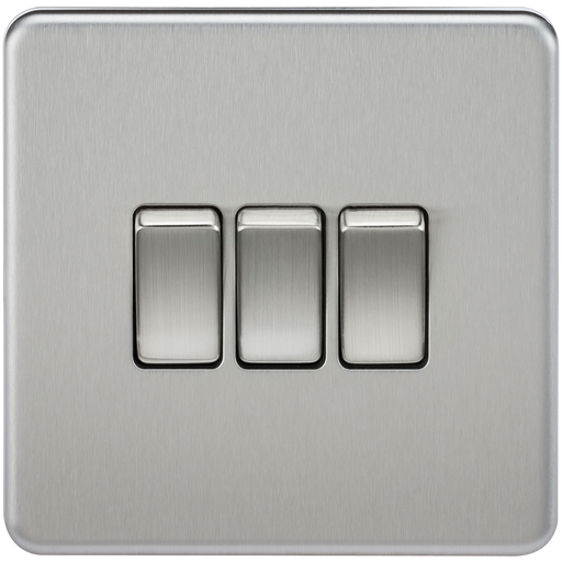 Knightsbridge SF4000BC Screwless 10AX 3G 2-Way Switch - Brushed Chrome - westbasedirect.com