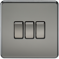 Knightsbridge SF4000BN Screwless 10AX 3G 2-Way Switch - Black Nickel