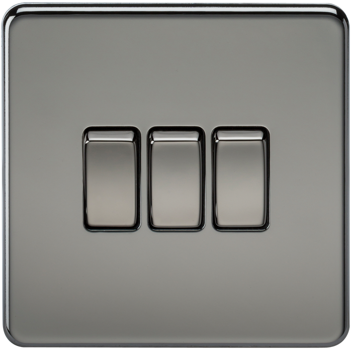 Knightsbridge SF4000BN Screwless 10AX 3G 2-Way Switch - Black Nickel - westbasedirect.com