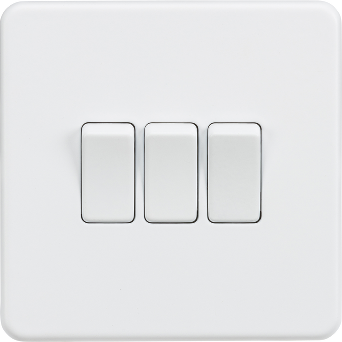 Knightsbridge SF4000MW Screwless 10AX 3G 2-Way Switch - Matt White - westbasedirect.com