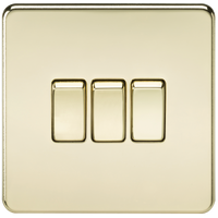 Knightsbridge SF4000PB Screwless 10AX 3G 2-Way Switch - Polished Brass