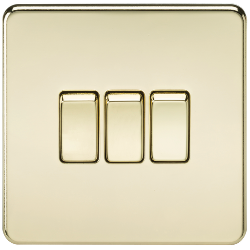 Knightsbridge SF4000PB Screwless 10AX 3G 2-Way Switch - Polished Brass - westbasedirect.com
