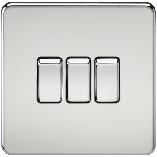 Knightsbridge SF4000PC Screwless 10AX 3G 2-Way Switch - Polished Chrome - westbasedirect.com