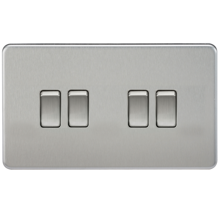 Knightsbridge SF4100BC Screwless 10AX 4G 2-Way Switch - Brushed Chrome - westbasedirect.com
