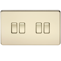 Knightsbridge SF4100PB Screwless 10AX 4G 2-Way Switch - Polished Brass
