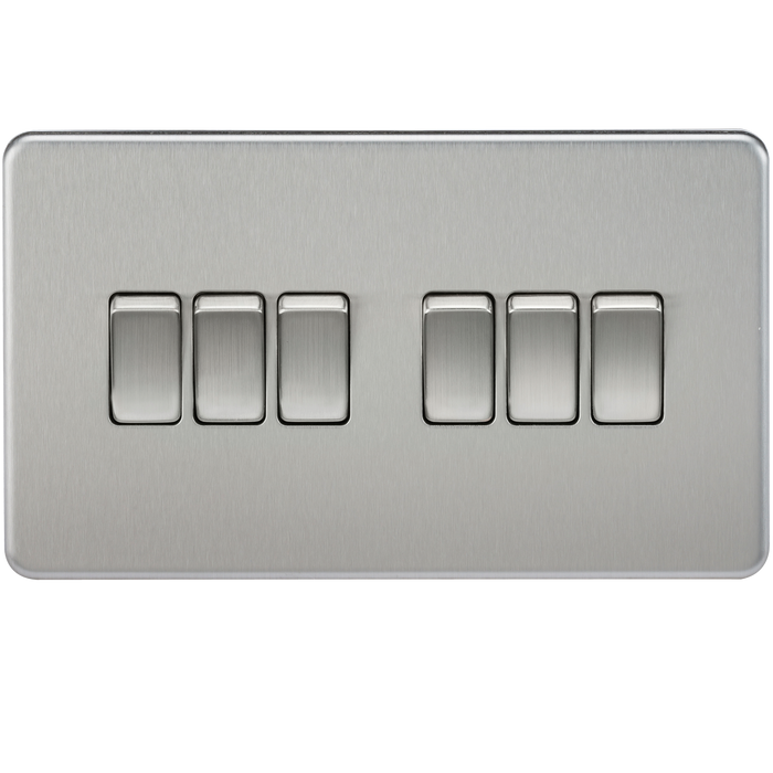 Knightsbridge SF4200BC Screwless 10AX 6G 2-way Switch - Brushed Chrome - westbasedirect.com