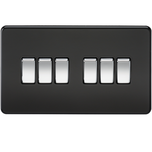 Knightsbridge SF4200MB Screwless 10AX 6G 2-Way Switch - Matt Black + Chrome Rocker - westbasedirect.com