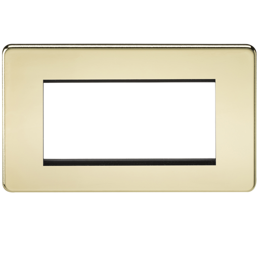 Knightsbridge SF4GPB Screwless 4G Modular Faceplate - Polished Brass - westbasedirect.com
