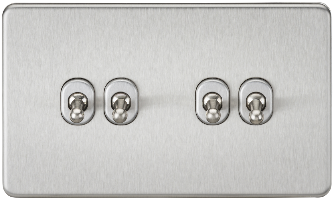 Knightsbridge SF4TOGBC Screwless 10AX 4G 2-Way Toggle Switch - Brushed Chrome - westbasedirect.com