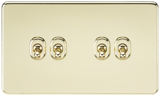 Knightsbridge SF4TOGPB Screwless 10AX 4G 2-Way Toggle Switch - Polished Brass - westbasedirect.com