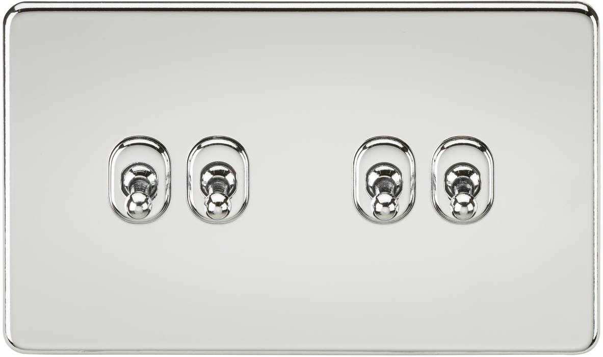 Knightsbridge SF4TOGPC Screwless 10AX 4G 2-Way Toggle Switch - Polished Chrome - westbasedirect.com