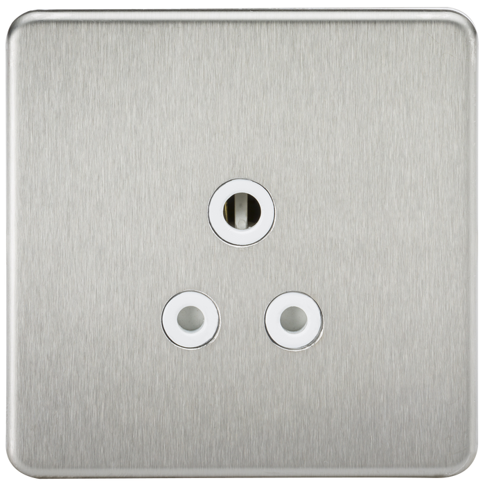 Knightsbridge SF5ABCW Screwless 5A Unswitched Socket - Brushed Chrome + White Insert - westbasedirect.com