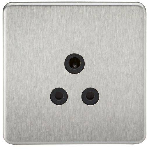 Knightsbridge SF5ABC Screwless 5A Unswitched Socket - Brushed Chrome + Black Insert - westbasedirect.com