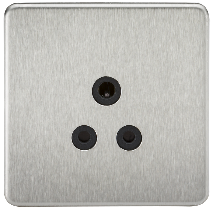 Knightsbridge SF5ABC Screwless 5A Unswitched Socket - Brushed Chrome + Black Insert - westbasedirect.com