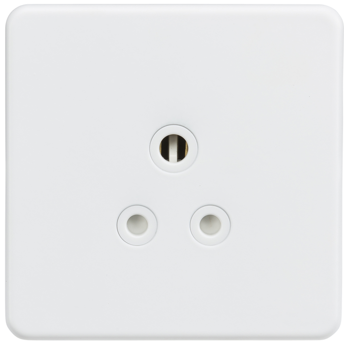 Knightsbridge SF5AMW Screwless 5A Unswitched Round Socket - Matt White - westbasedirect.com