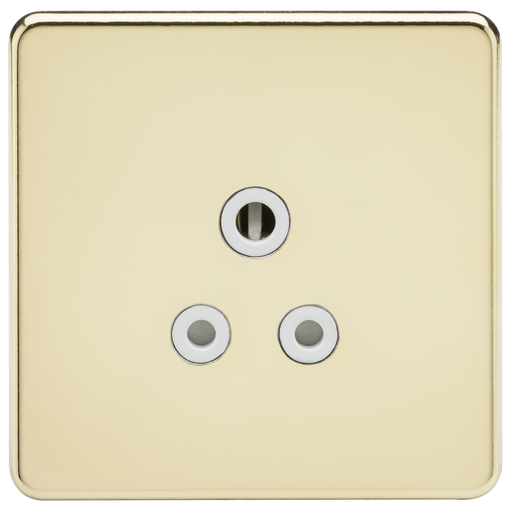 Knightsbridge SF5APBW Screwless 5A Unswitched Socket - Polished Brass + White Insert - westbasedirect.com