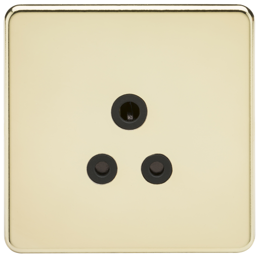 Knightsbridge SF5APB Screwless 5A Unswitched Socket - Polished Brass + Black Insert - westbasedirect.com