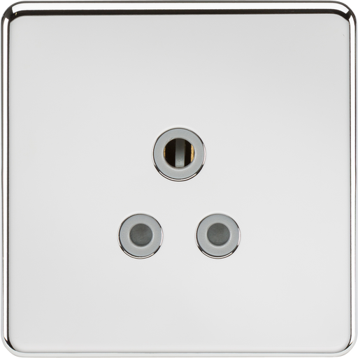 Knightsbridge SF5APCG Screwless 5A Unswitched Round Socket - Polished Chrome + Grey Insert - westbasedirect.com