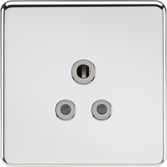 Knightsbridge SF5APCG Screwless 5A Unswitched Round Socket - Polished Chrome + Grey Insert - westbasedirect.com
