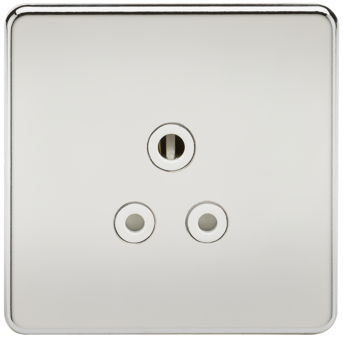 Knightsbridge SF5APCW Screwless 5A Unswitched Socket - Polished Chrome + White Insert - westbasedirect.com