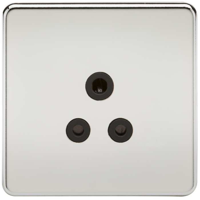 Knightsbridge SF5APC Screwless 5A Unswitched Socket - Polished Chrome + Black Insert - westbasedirect.com