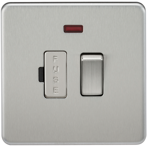 Knightsbridge SF6300NBC Screwless 13A Switched Fused Spur Unit + Neon - Brushed Chrome - westbasedirect.com