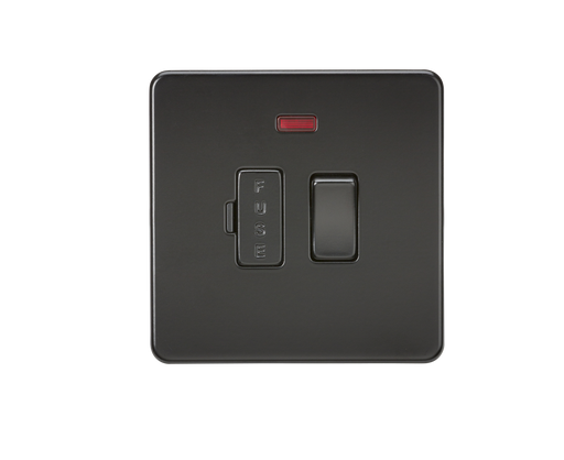 Knightsbridge SF6300NMBB Screwless 13A Switch Fused Spur Unit + Neon - Matt Black - westbasedirect.com